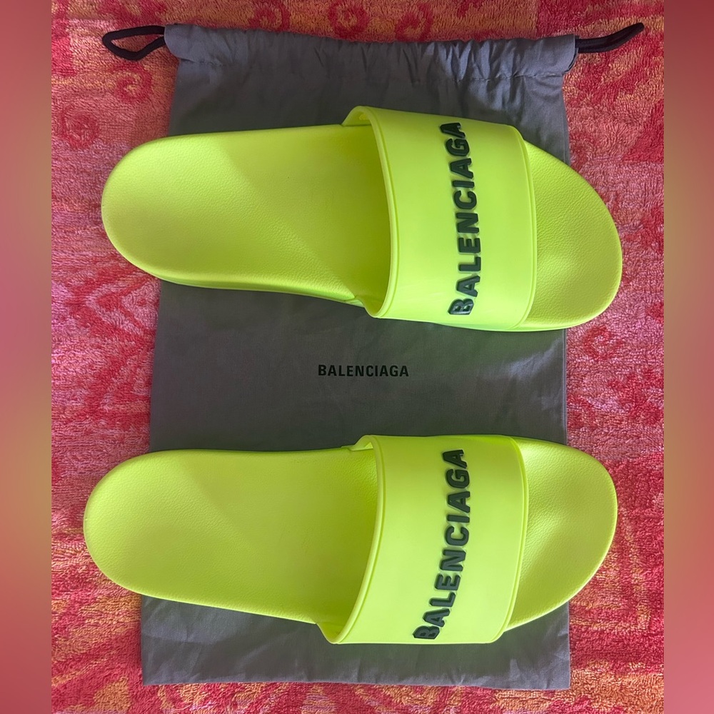 Balenciaga Pool Slides - "Fluo Yellow" Colorway - Men’s 45 EU - With Dustbag
